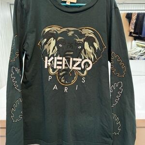 Kenzo Kids Green Elephant Graphic Long Sleeve Shirt Size 8